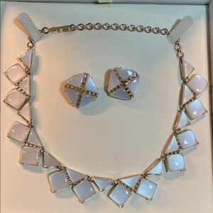 Vintage CHAREL ‘Moonglow’ Gold and White Geometric Necklace Set